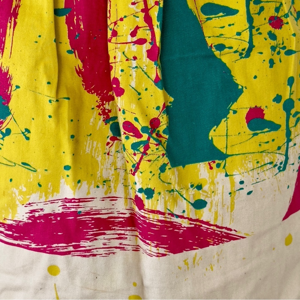 VTG 1980s Angel Sanchez Cotton Shift Mini Dress Paint Splatter Designer - Picture 4 of 9